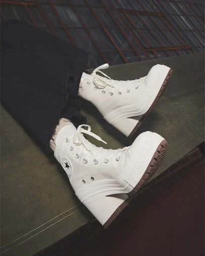 White / Black Converse Chuck 70 De Luxe Heel Women Sneakers Singapore | C-54370989