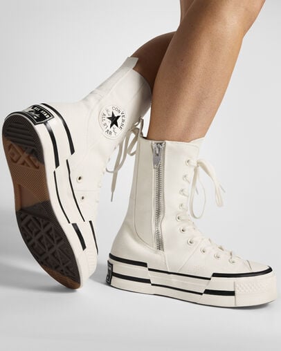White / Black Converse Chuck 70 Plus XHi Men Sneakers Singapore | C-05421639