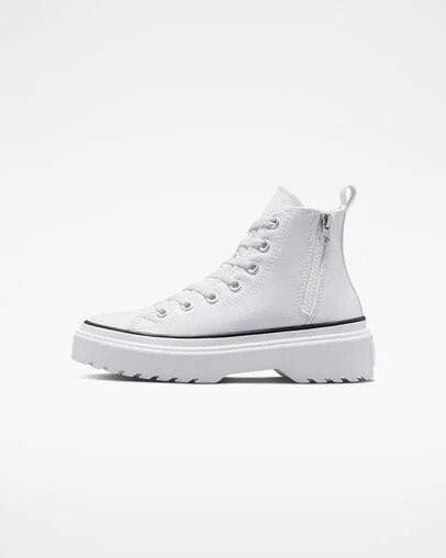 White / Black Converse Chuck Taylor All Star Lugged Lift Platform Kids' Canvas Shoes Singapore | C-46128059