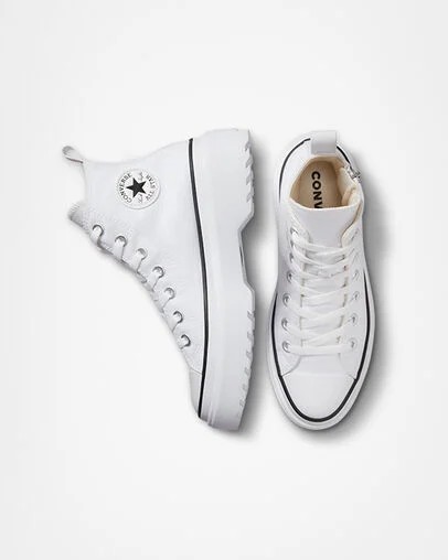 White / Black Converse Chuck Taylor All Star Lugged Lift Platform Kids' Canvas Shoes Singapore | C-46128059