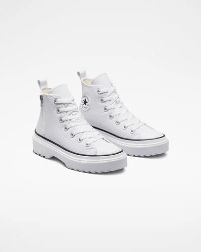 White / Black Converse Chuck Taylor All Star Lugged Lift Platform Kids' Canvas Shoes Singapore | C-46128059