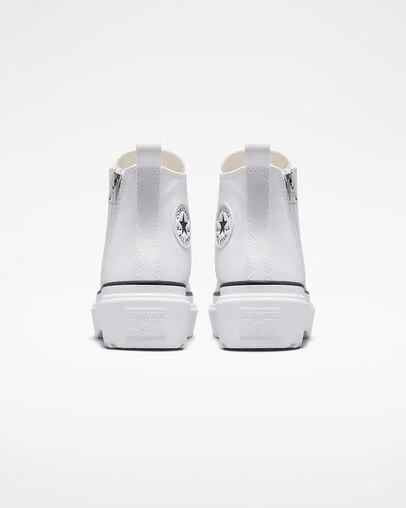 White / Black Converse Chuck Taylor All Star Lugged Lift Platform Kids' Canvas Shoes Singapore | C-46128059