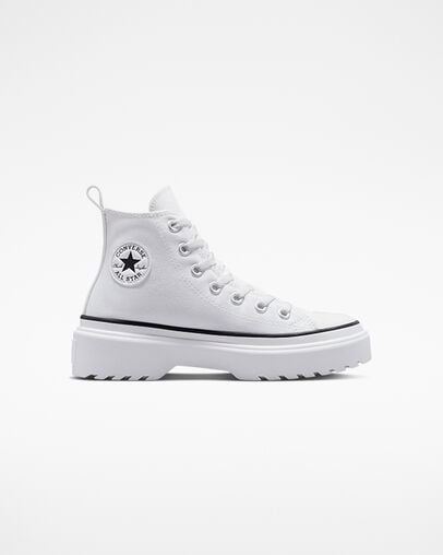White / Black Converse Chuck Taylor All Star Lugged Lift Platform Kids\' Canvas Shoes Singapore | C-46128059