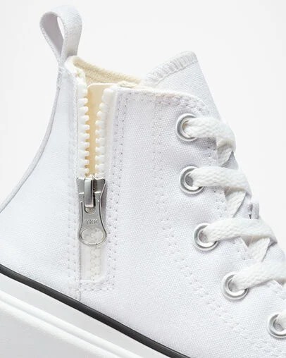 White / Black Converse Chuck Taylor All Star Lugged Lift Platform Kids' Canvas Shoes Singapore | C-08613759