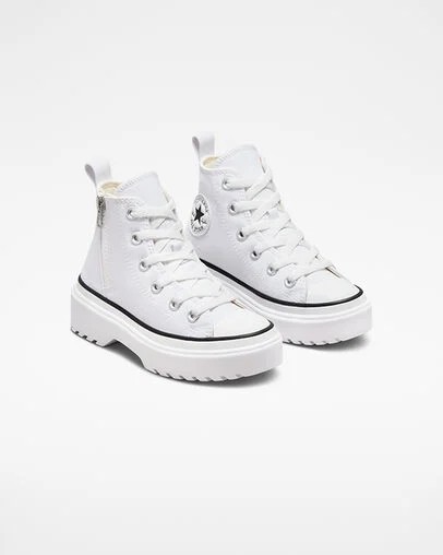 White / Black Converse Chuck Taylor All Star Lugged Lift Platform Kids' Canvas Shoes Singapore | C-08613759