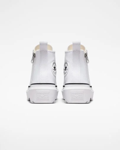 White / Black Converse Chuck Taylor All Star Lugged Lift Platform Kids' Canvas Shoes Singapore | C-08613759