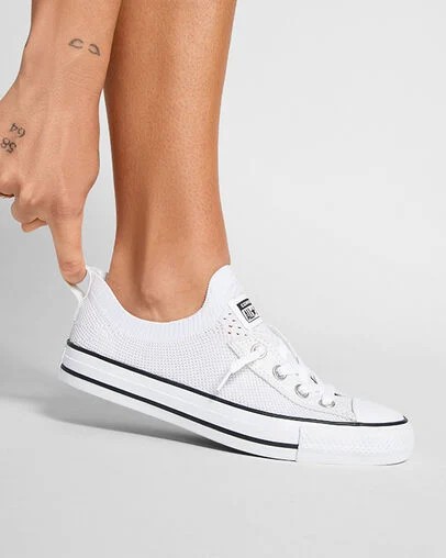 White / Black Converse Chuck Taylor All Star Shoreline Knit Women Slip On Shoes Singapore | C-57603289