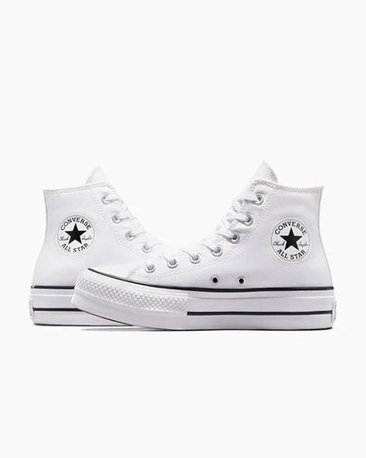 White / Black Converse Chuck Taylor All Star Lift Platform Women Canvas Shoes Singapore | C-59073419