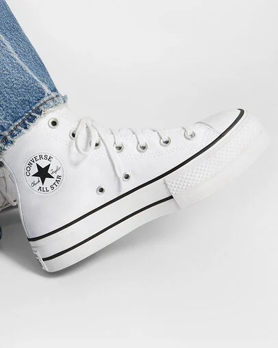 White / Black Converse Chuck Taylor All Star Lift Platform Women Canvas Shoes Singapore | C-59073419