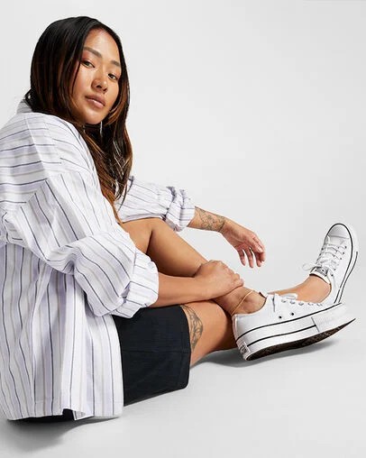 White / Black Converse Chuck Taylor All Star Lift Platform Women Canvas Shoes Singapore | C-89471329