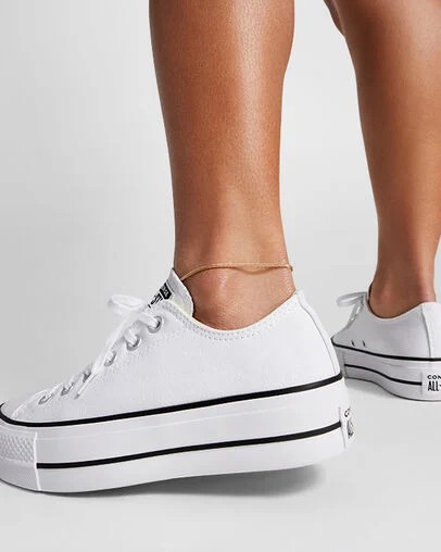 White / Black Converse Chuck Taylor All Star Lift Platform Women Canvas Shoes Singapore | C-89471329