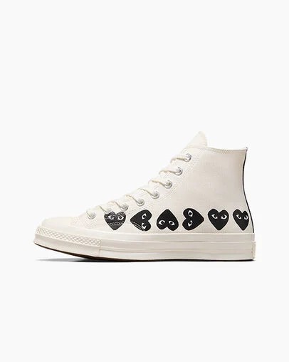 White / Black Converse Converse x PLAY Comme des Garçons Chuck 70 Multi Heart Women Sneakers Singapore | C-02469719
