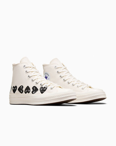 White / Black Converse Converse x PLAY Comme des Garçons Chuck 70 Multi Heart Women Sneakers Singapore | C-02469719