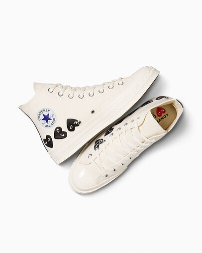 White / Black Converse Converse x PLAY Comme des Garçons Chuck 70 Multi Heart Women Sneakers Singapore | C-02469719