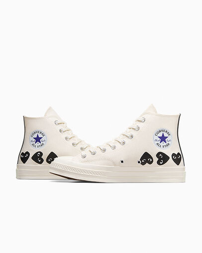 White / Black Converse Converse x PLAY Comme des Garçons Chuck 70 Multi Heart Women Sneakers Singapore | C-02469719