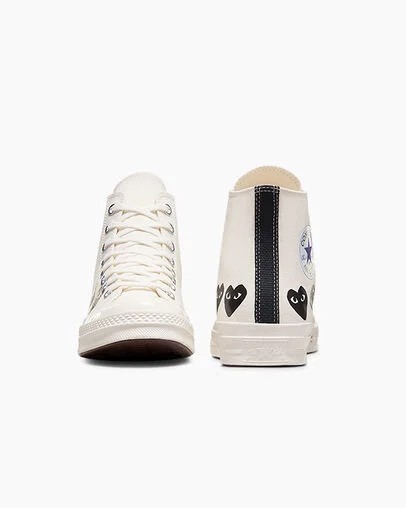 White / Black Converse Converse x PLAY Comme des Garçons Chuck 70 Multi Heart Women Sneakers Singapore | C-02469719