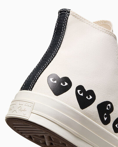 White / Black Converse Converse x PLAY Comme des Garçons Chuck 70 Multi Heart Women Sneakers Singapore | C-02469719