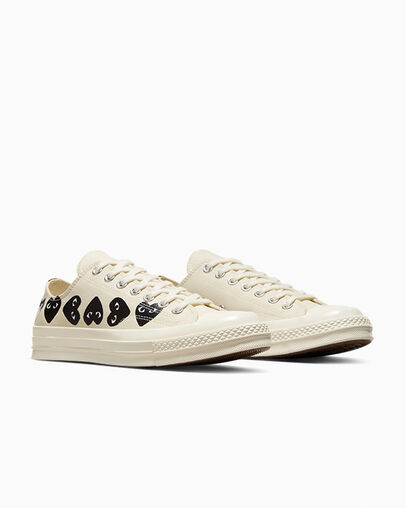 White / Black Converse Converse x PLAY Comme des Garçons Chuck 70 Multi Heart Women Sneakers Singapore | C-13482579
