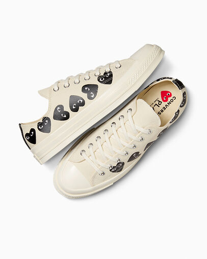 White / Black Converse Converse x PLAY Comme des Garçons Chuck 70 Multi Heart Women Sneakers Singapore | C-13482579
