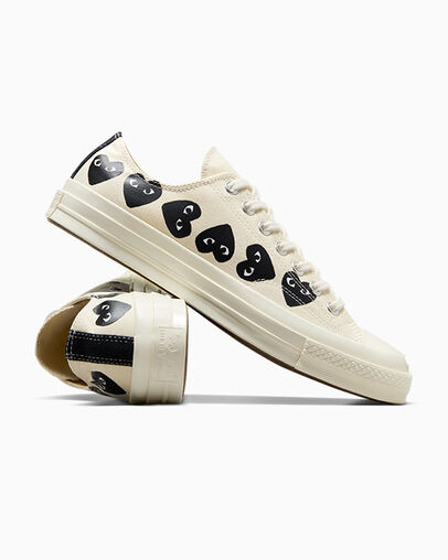 White / Black Converse Converse x PLAY Comme des Garçons Chuck 70 Multi Heart Women Sneakers Singapore | C-13482579