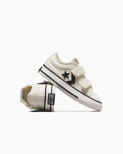 White / Black Converse Star Player 76 Easy-On Kids' Canvas Shoes Singapore | C-63824759