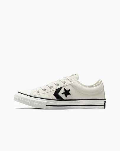 White / Black Converse Star Player 76 Foundational Kids' Canvas Shoes Singapore | C-21304869