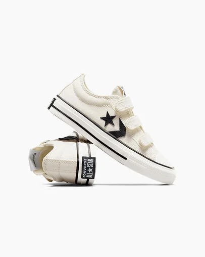 White / Black Converse Star Player 76 Kids' Sneakers Singapore | C-87965439