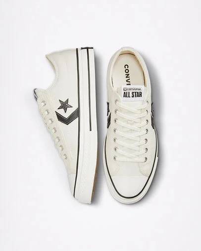 White / Black Converse Star Player 76 Premium Men Canvas Shoes Singapore | C-62137959