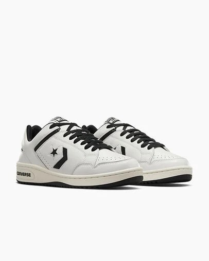 White / Black Converse Weapon Leather Men Tennis Shoes Singapore | C-57629039
