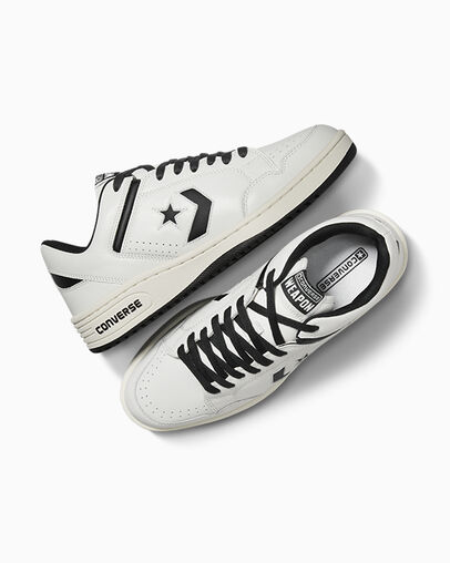 White / Black Converse Weapon Leather Men Tennis Shoes Singapore | C-57629039
