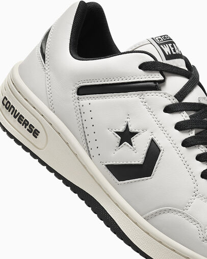 White / Black Converse Weapon Leather Men Tennis Shoes Singapore | C-57629039