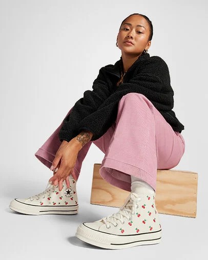 White / Black / Red Converse Chuck 70 Cherries Women Sneakers Singapore | C-08352749