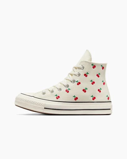 White / Black / Red Converse Chuck 70 Cherries Women Sneakers Singapore | C-08352749