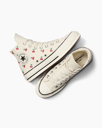 White / Black / Red Converse Chuck 70 Cherries Women Sneakers Singapore | C-08352749