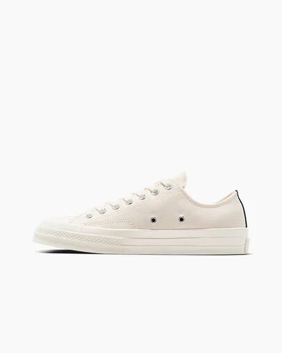 White / Black / Red Converse PLAY Comme des Garçons Single Heart Chuck 70 Men Sneakers Singapore | C-24387509