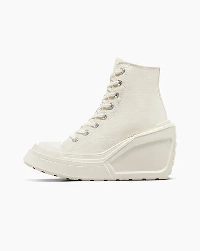 White / Black / White Converse Chuck 70 De Luxe Wedge Women Sneakers Singapore | C-26174809
