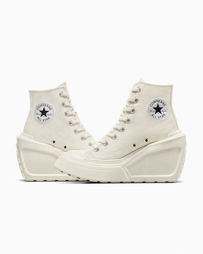 White / Black / White Converse Chuck 70 De Luxe Wedge Women Sneakers Singapore | C-26174809
