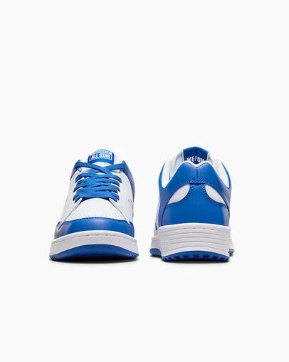 White / Blue Converse Weapon Leather Men Basketball Shoes Singapore | C-39648209