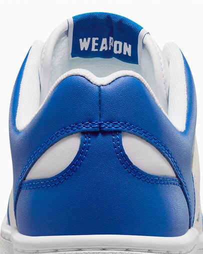 White / Blue Converse Weapon Leather Men Basketball Shoes Singapore | C-39648209