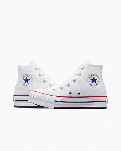 White / Dark Red / Navy Converse Chuck Taylor All Star EVA Lift Kids' Platform Shoes Singapore | C-53940769