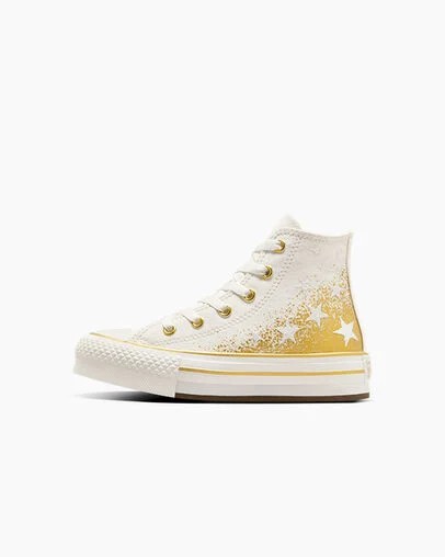 White / Gold Converse Chuck Taylor All Star EVA Lift Kids' Platform Shoes Singapore | C-26197809