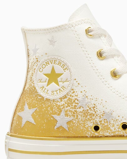White / Gold Converse Chuck Taylor All Star EVA Lift Kids' Platform Shoes Singapore | C-86790519