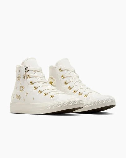 White / Gold Converse Chuck Taylor All Star Luck Charms Women Sneakers Singapore | C-63215979