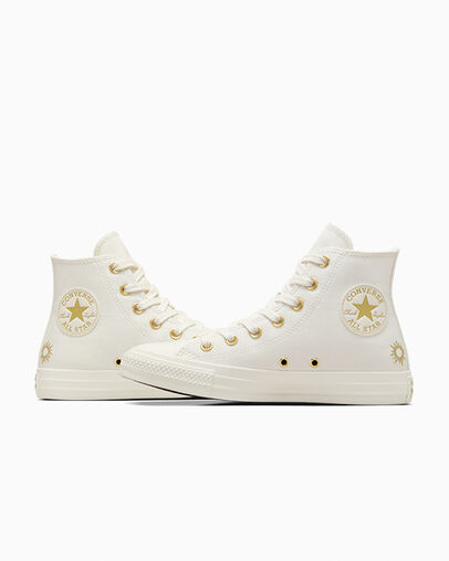 White / Gold Converse Chuck Taylor All Star Luck Charms Women Sneakers Singapore | C-63215979
