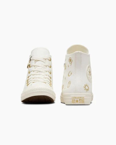 White / Gold Converse Chuck Taylor All Star Luck Charms Women Sneakers Singapore | C-63215979