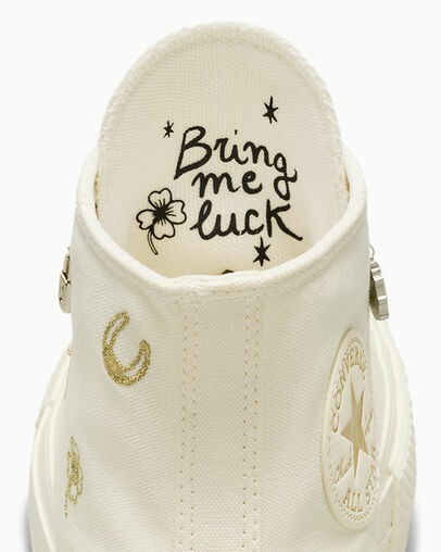 White / Gold / Silver Converse Chuck Taylor All Star Lift Women Platform Shoes Singapore | C-63451909