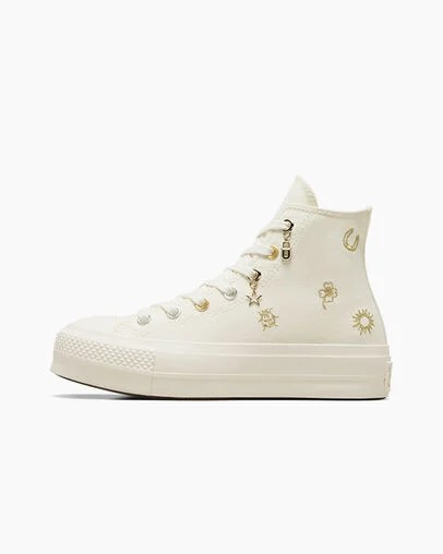 White / Gold / Silver Converse Chuck Taylor All Star Lift Women Platform Shoes Singapore | C-63451909