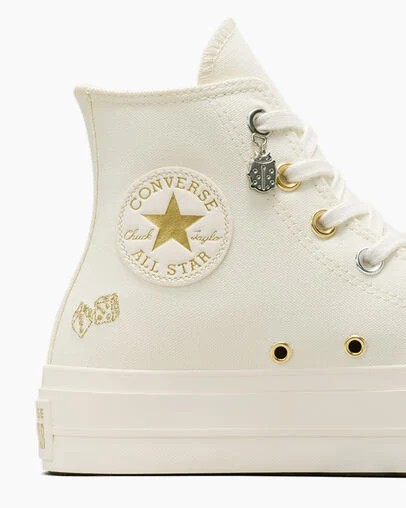 White / Gold / Silver Converse Chuck Taylor All Star Lift Women Platform Shoes Singapore | C-56127389