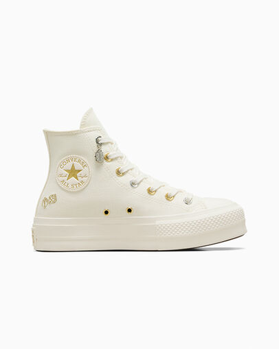White / Gold / Silver Converse Chuck Taylor All Star Lift Women Platform Shoes Singapore | C-56127389