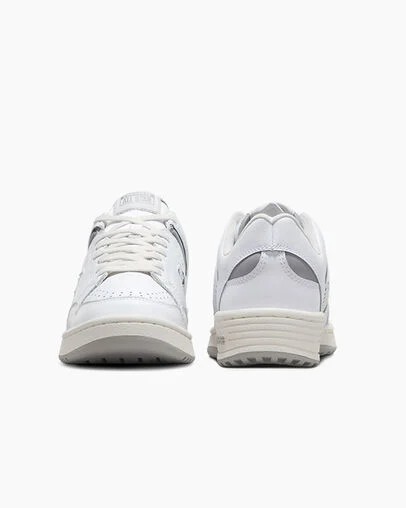 White / Grey Converse Weapon Leather Men Basketball Shoes Singapore | C-38192509